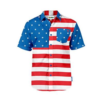 Men's Tropical American Flag Aloha Shirt: XX-Large