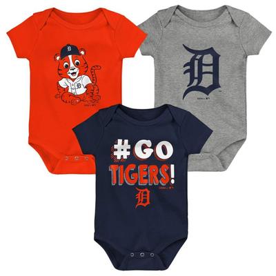 Infant Navy/Orange/Gray Detroit Tigers Born To Win 3-Pack Bodysuit Set, Infant Boy's, Size: 24 Month