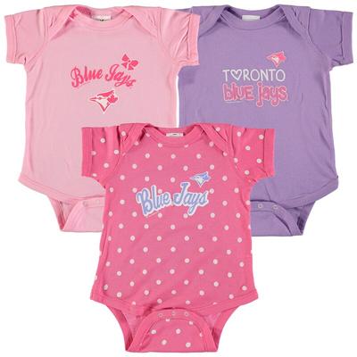 Toronto Blue Jays Soft as a Grape Girls Infant 3-Pack Rookie Bodysuit Set - Pink/Purple