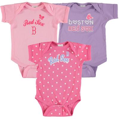 Boston Red Sox Soft as a Grape Girls Infant 3-Pack Rookie Bodysuit Set - Pink/Purple