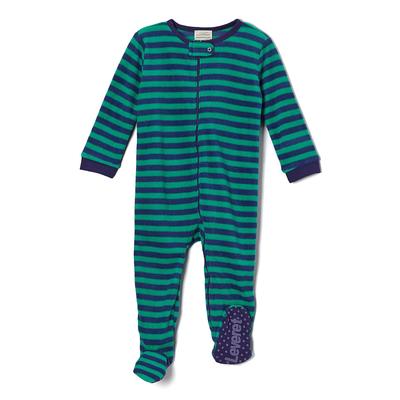Leveret Footies - Blue & Green Stripe Fleece Footie - Infant & Kids