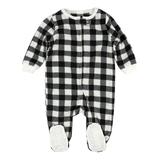 Leveret Footies Black - Black & White Plaid Fleece Footie - Infant, Toddler & Kids screenshot. Infant Bodysuits directory of Clothes.