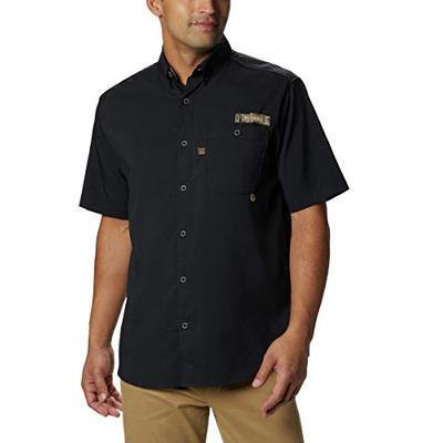 Columbia Men's Bucktail Short Sleeve Woven Shirt, Black/Realtree Edge, Large
