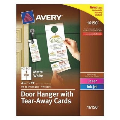 AVERY 16150 Door Hanger,Matte White,40 Sheets,PK80