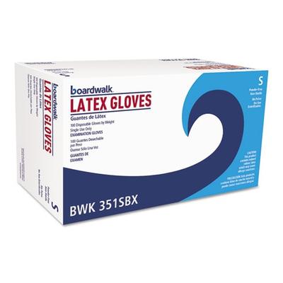 Boardwalk BWK351SBX Powder-Free Latex Exam Gloves, Small, Natural, 4.8 mil, 100 Per Box