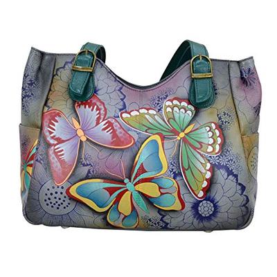 Anna by Anuschka Shoulder Bag - Genuine Leather - Medium, Butterfly Paradise