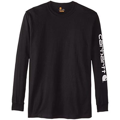 Carhartt Men's Big & Tall Signature Sleeve Logo Long Sleeve T-Shirt ,Black,X-Large/Tall