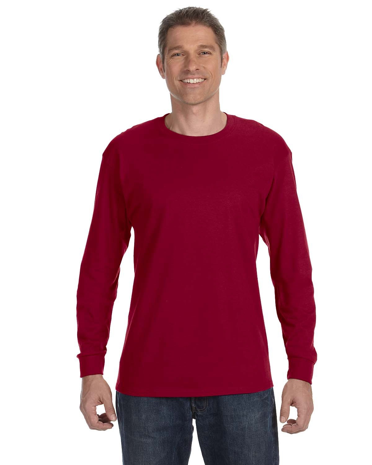 Gildan G540 Heavy Cotton Long Sleeve T-Shirt in Cardinal Red size 3XL G5400, 5400