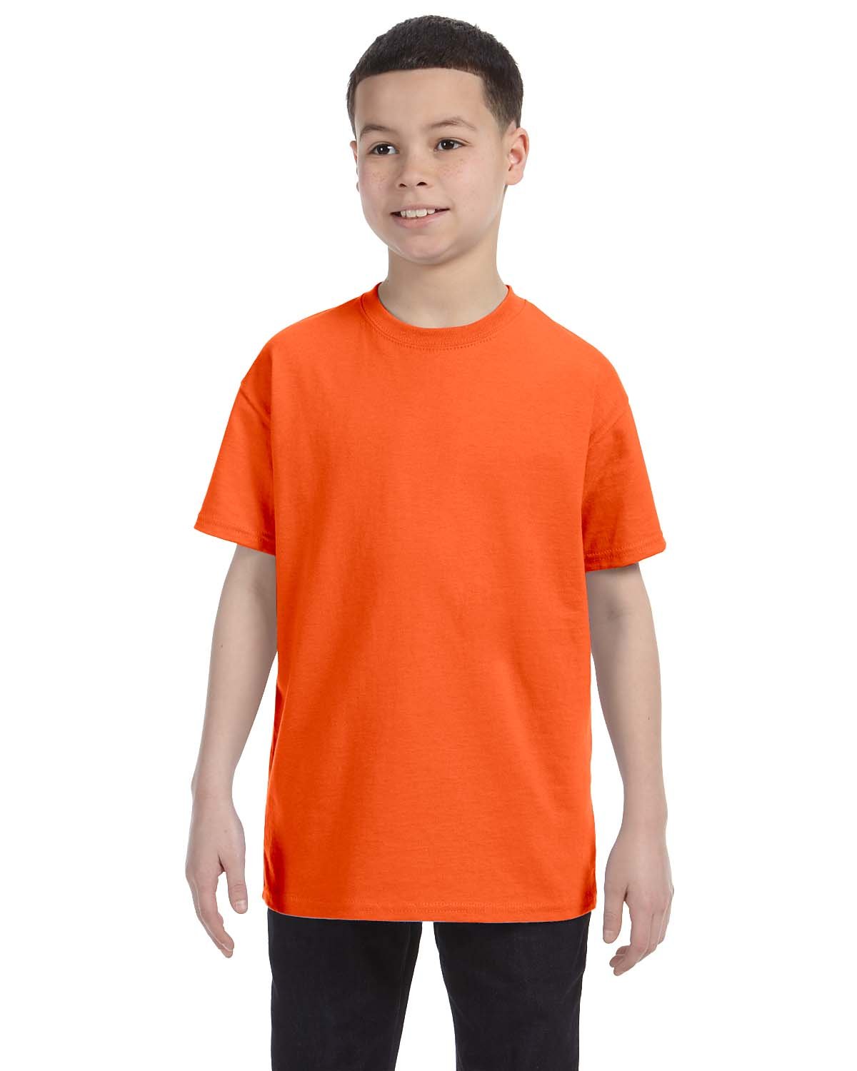 Gildan G500B Youth Heavy Cotton T-Shirt in Orange size Small 5000B, G5000B