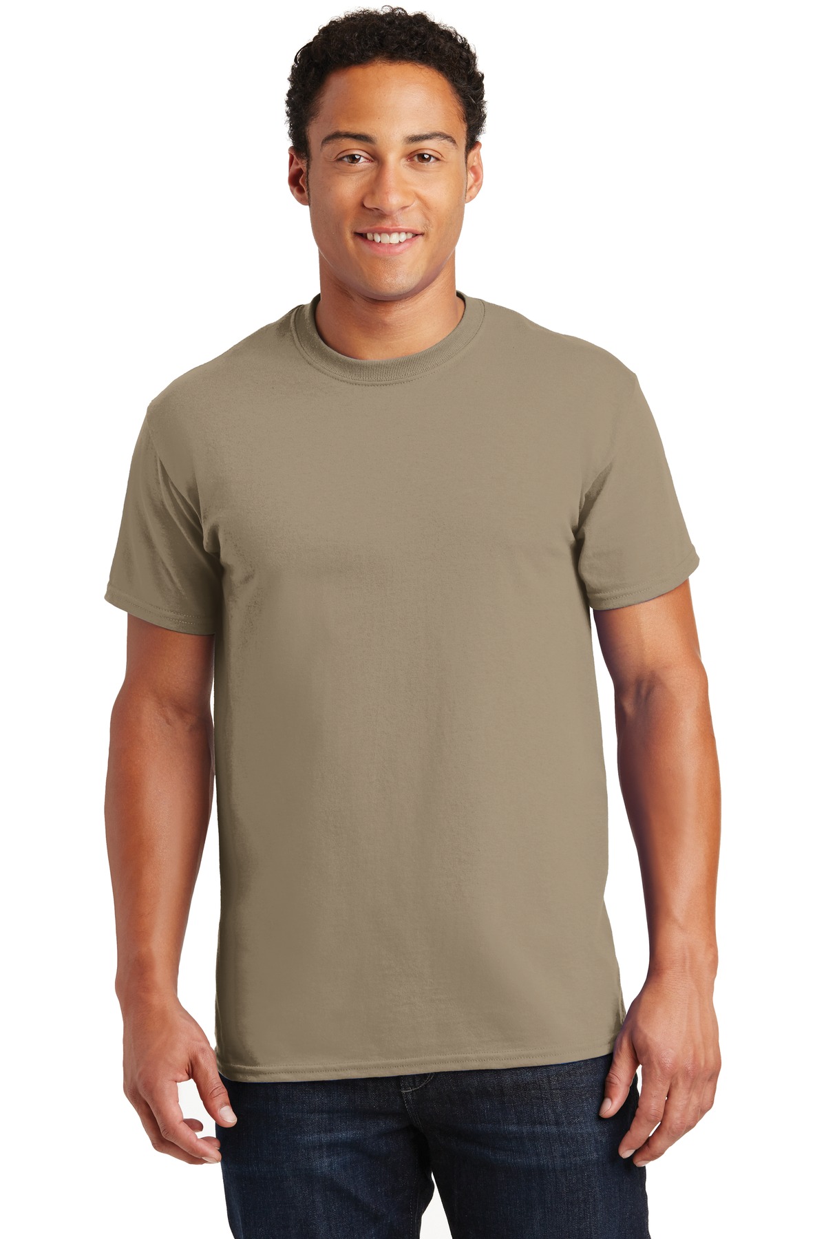 Gildan G200 Adult Ultra Cotton T-Shirt in Tan size Small 2000, G2000