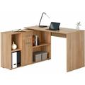 Bureau d'angle carmen table avec meuble de rangement intégré et modulable avec 4 étagères 1 porte