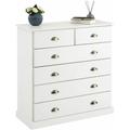 Idimex - Commode de chambre paris avec 6 tiroirs en pin massif lasuré blanc - Blanc