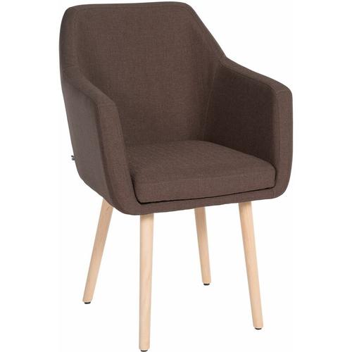 Chaise de salle à manger Utrecht en tissu avec pieds en bois Marron Nature