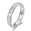 Unisex Comfort Fit Solid Sterling Silver 4mm Simulated Diamond Full Eternity Ring Patterned Wedding Band (V)