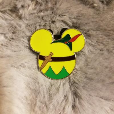 Disney Other | 5/$25 Peter Pan Mickey Shape Pin | Color: Green | Size: Os