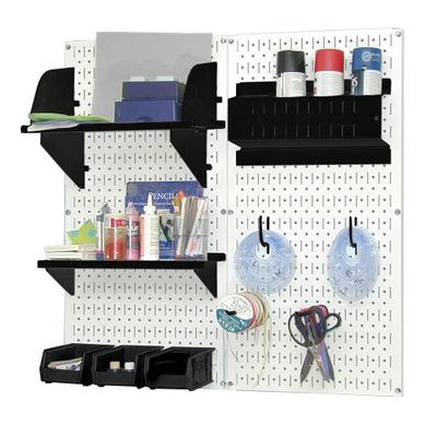 Wall Control Pegboard Hobby Craft Garage Pegboard Organizer Storage Kit with White Pegboard and Blac