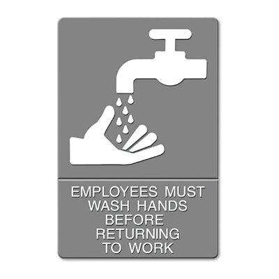 GBC® Headline Sign Ada Sign Employees Must Wash Hands... Tactile Symbol/Braille USS4726