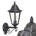 Outdoor wall lamp Lignac, wall lamp upwards in antique look, cast aluminium in black/silver with clear glass panes, wall light, E27-socket, vintage outdoor lamp for terrace and courtyard, without bulb