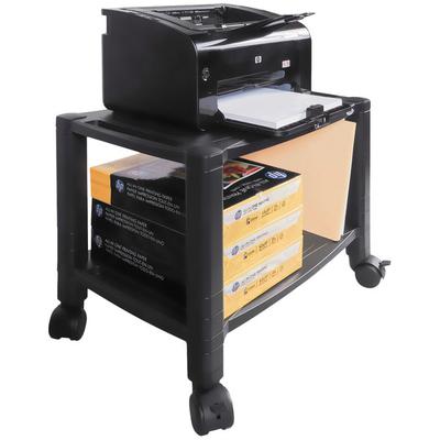 Kantek PS610 Black Wide 2-Shelf Mobile Printer Stand - 20" x 13 1/4" x 14 1/8"