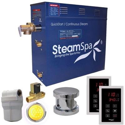 SteamSpa Royal 7.5kW QuickStart Steam Bath Generator Package with Built-In Auto Drain in Polished Ch