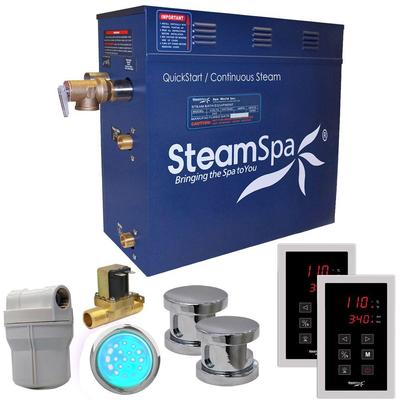 SteamSpa Royal 12kW QuickStart Steam Bath Generator Package with Built-In Auto Drain in Polished Chr