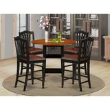 Charlton Home® Tyshawn Counter Height Drop Leaf Rubberwood Solid Wood Dining Set Wood/Upholstered in Brown | Wayfair