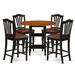 Charlton Home® Tyshawn Counter Height Drop Leaf Rubberwood Solid Wood Dining Set Wood/Upholstered in Brown | Wayfair