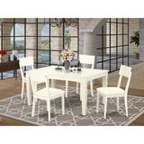 Darby Home Co Belcourt 7 - Piece Rubberwood Solid Wood Dining Set Wood/Upholstered in Brown/White | Wayfair 6FE04536A5F64E4CA3A174BB4E379CEC