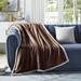 Cozy Tyme Zakary Flannel Throw Reverse Heathered Sherpa 50" x 60" Polyester in Brown | 50 W in | Wayfair T173-20BNC-WR