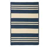 Blue/Navy 168 W in Area Rug - Hokku Designs Wisley Striped Braided Navy/Beige Indoor/Outdoor Area Rug Polypropylene | Wayfair