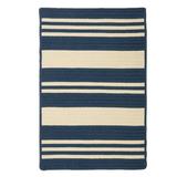 Blue/Navy 48 W in Area Rug - Hokku Designs Wisley Striped Braided Navy/Beige Indoor/Outdoor Area Rug Polypropylene | Wayfair