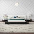 Wade Logan® Andzela Low Profile Platform Bed Wood & /Upholstered/Faux leather in White/Black | 27 H x 121 W x 92 D in | Wayfair