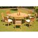 Rosecliff Heights Masten 9 Piece Teak Outdoor Dining Set Wood/Teak in Brown/White | 30.5 H x 60 W x 60 D in | Wayfair