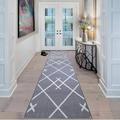 Gray 0.35 in Area Rug - Canora Grey Custom Size Runner Rug Berber Style Trellis Low Pile Slip Resistant Runner Rugs by Feet Nylon | Wayfair