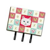 The Holiday Aisle® Xanthos Cat Love Wall Key Organizer w/ Key Hooks Wood/Manufactured Wood in Blue/Brown/Red | 7.5 H x 8 W x 1.25 D in | Wayfair