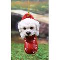 The Holiday Aisle® Lifelike Bichon Frise Puppy Dog Hanging Figurine Ornament in Red | 2.75 H x 2.5 W x 1.25 D in | Wayfair