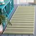 Green/White 27 x 0.25 in Area Rug - Winston Porter Herefordshire Striped Green/Beige Indoor/Outdoor Area Rug, Polyester | 27 W x 0.25 D in | Wayfair