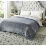 Cozy Tyme Zakary Flannel Blanket Reverse Heathered Sherpa For Bedroom Polyester in Gray | 60 W in | Wayfair B173-20LGT-WR