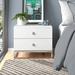 Wade Logan® Keck 2 - Drawer Nightstand Wood/Upholstered/Metal in White | 20 H x 24 W x 19 D in | Wayfair 87019E69EF4640718B9767FFFFCD2B13