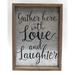 Gracie Oaks Gather Here w/ Love & Laughter Wood & Metal Wall Décor in Black/Gray | 15.38 H x 11.38 W x 1.5 D in | Wayfair