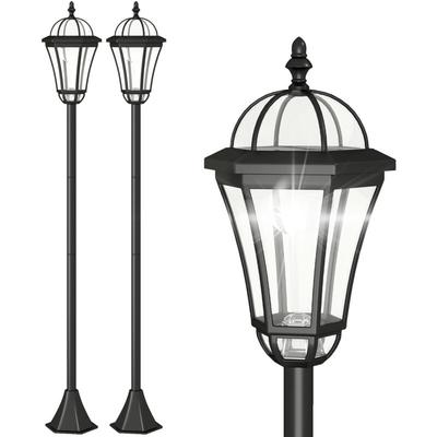 Outsunny® Gartenleuchte Solar Gartenlaterne 2er Set LED Laterne 6-8 Stdn. Edelstahl H129cm - Schwarz