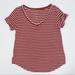 American Eagle Outfitters Tops | Aeo Soft & Sexy Maroon White Striped V-Neck Tee Xs | Color: Red/White | Size: Xs