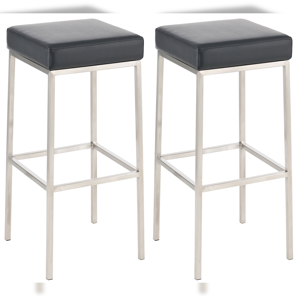 CLP 2er Set Barhocker Montreal Kunstlederbezug schwarz/edelstahl Image