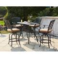 Alcott Hill® Lenahan 5-Piece Patio Counter Height Bar Set w/ Cushions & 26 x 52" Rectangular Bar Table Metal in Brown | 52 W x 26 D in | Wayfair