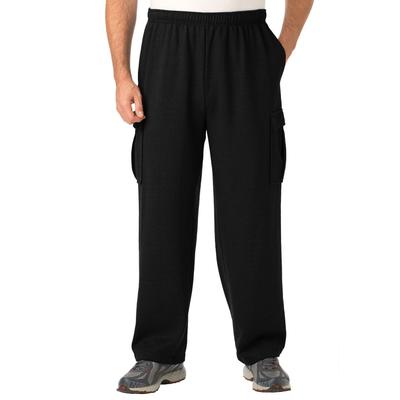 Men's Big & Tall Fleece Cargo Sweatpants by KingSize in Black (Size 2XL)
