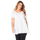 Plus Size Women's Scoopneck Swing Ultimate Tunic by Roaman's in White (Size 34/36) Long Shirt