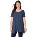 Plus Size Women's Scoopneck Swing Ultimate Tunic by Roaman's in Navy (Size 34/36) Long Shirt