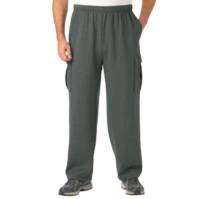 Men's Big & Tall Fleece Cargo Sweatpants by KingSize in Heather Charcoal (Size 5XL)