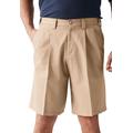 Men's Big & Tall Wrinkle-Free Expandable Waist Pleat Front Shorts by KingSize in Dark Khaki (Size 42)