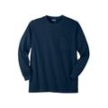 Men's Big & Tall Shrink-Less™ Lightweight Long-Sleeve Crewneck Pocket T-Shirt by KingSize in Navy (Size L)